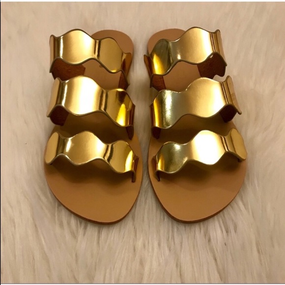 Athena Metallic Gold Slip On Sandals 6 - Picture 4 of 8